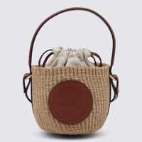 Genti de mana Chloé Brown Raffia Mini Horse Satchel Femei