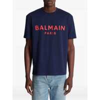 Tricouri Balmain pentru Barbati - Tricouri Balmain Blue Crewneck T-Shirt With Logo Lettering Print On The Front In Cotton Man BLUE Barbati (BM 18232248) - B-mall.ro