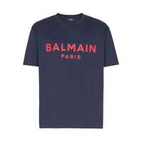 Tricouri Blue Crewneck T-Shirt With Logo Lettering Print On The Front In Cotton Man Barbati