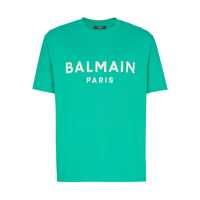 Tricouri Green Crewneck T-Shirt With Logo Lettering Print On The Front In Cotton Man Barbati