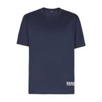 Tricouri Blue Crewneck T-Shirt With Logo Lettering Print On The Front In Cotton Man Barbati