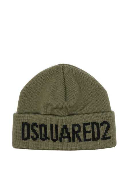 Sepci DSQUARED2 DSQUARED2 Military Green Wool Hat GREEN Barbati (BM 18232707) 1