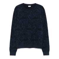 Pulovere Etro Blue Sweater With Paisley Print In Cotton-Wool Blend Barbati