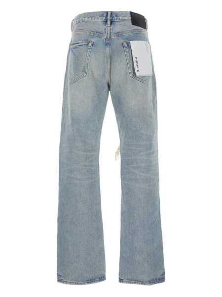 Blugi PURPLE BRAND Light Blue Jeans With Logo Patch On The Rear And Maxi Ripping On The Front In Denim Man BLUE Barbati (BM 18233148) 2