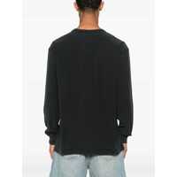 Tricouri PURPLE BRAND pentru Barbati - Tricouri PURPLE BRAND Black Crewneck T-Shirt With Long Sleeves And Tonal Logo Lettering Embroidery On The Front In Cotton Man Black Barbati (BM 18233154) - B-mall.ro