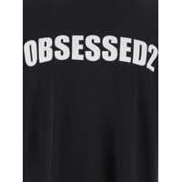 Tricouri DSQUARED2 pentru Barbati - Tricouri DSQUARED2 Black Crewneck T-Shirt With Maxi Logo Lettering On The Front In Cotton Man Black Barbati (BM 18233397) - B-mall.ro