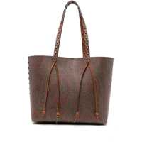 Genti de mana Etro Brown Calf Leather Paisley-Print Shopping Bag Femei