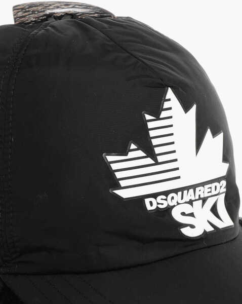 Caciuli DSQUARED2 Ski Solid Color Cap With Contrasting Logo And Faux Fur Detai Black Barbati (BM 18234166) 4