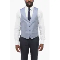 Veste costum Silk Geometric Motif Vest With Half-Belt Barbati