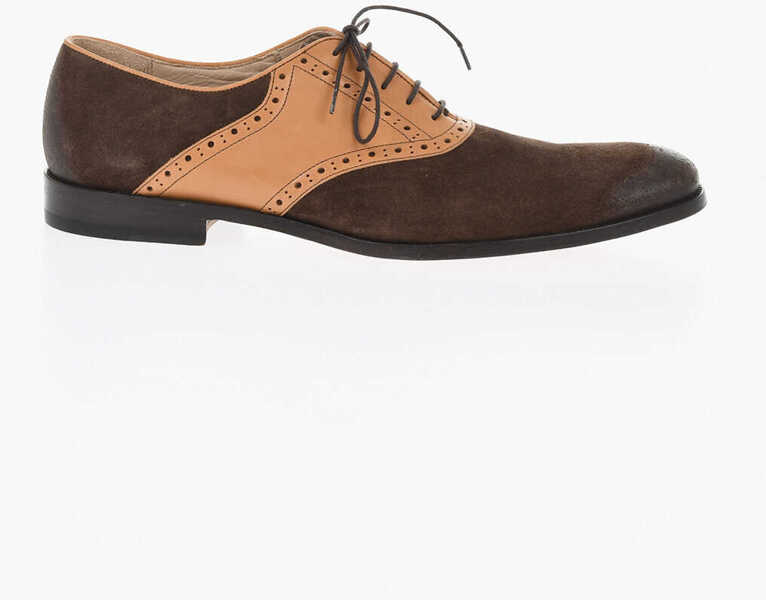Pantofi Oxford CORNELIANI Suede And Leather Quarter Brogues Oxford Shoes Brown Barbati (BM 18234190) 3