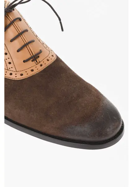 Pantofi Oxford CORNELIANI Suede And Leather Quarter Brogues Oxford Shoes Brown Barbati (BM 18234190) 4