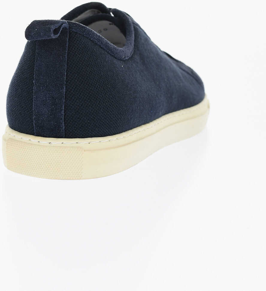 Sneakers CORNELIANI Id Solid Color Suede And Fabric Low-Top Sneakers Blue Barbati (BM 18234355) 2
