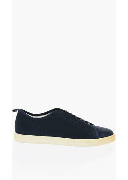 Sneakers CORNELIANI Id Solid Color Suede And Fabric Low-Top Sneakers Blue Barbati (BM 18234355) 3