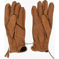 Manusi pentru Barbati - Manusi DSQUARED2 Leather Gloves With Half Zip And Embossed Logo Brown Barbati (BM 18234370) - B-mall.ro
