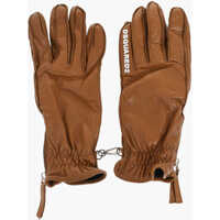 Manusi Leather Gloves With Half Zip And Embossed Logo Barbati