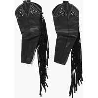 Manusi Leather Muffs With Fringes And Zip Femei