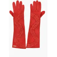 Manusi Suede Opera Gloves With Curling Femei