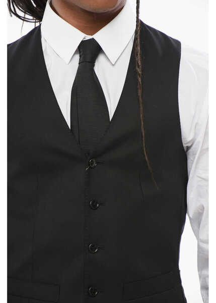 Veste costum CORNELIANI Cool Wool Vest With Slit Pocket Black Barbati (BM 18234553) 3