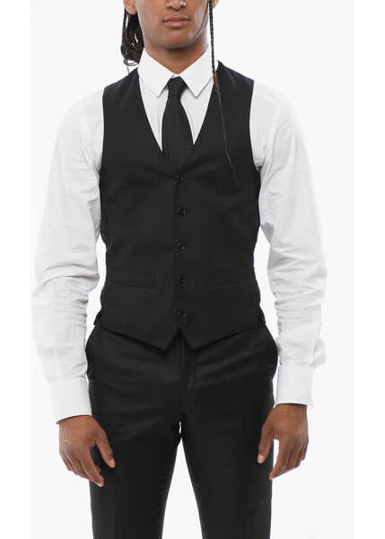 Veste costum CORNELIANI Cool Wool Vest With Slit Pocket Black Barbati (BM 18234553) 1