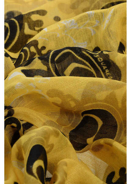 Esarfe DSQUARED2 Two-Tone Patterned Linen Blend Foulard Yellow Barbati (BM 18234577) 2