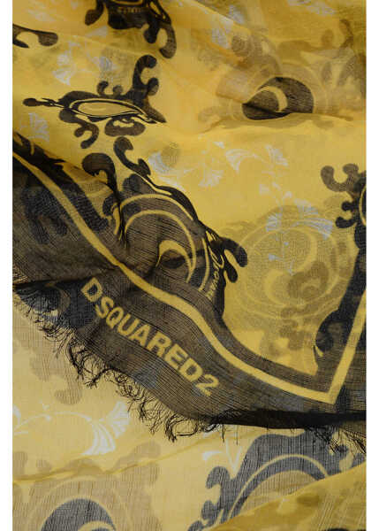 Esarfe DSQUARED2 Two-Tone Patterned Linen Blend Foulard Yellow Barbati (BM 18234577) 3