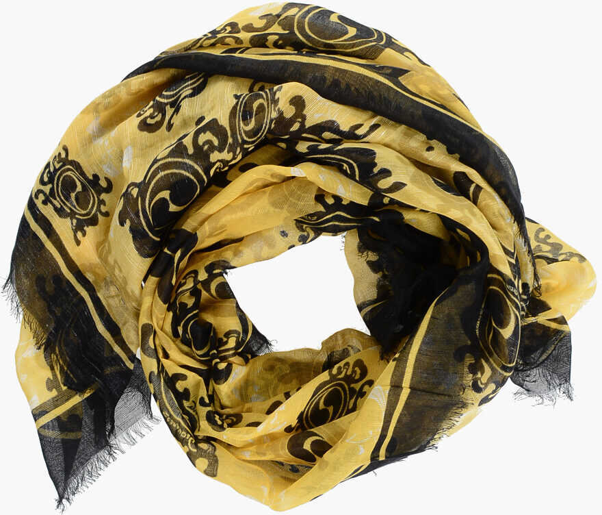 Esarfe DSQUARED2 Two-Tone Patterned Linen Blend Foulard Yellow Barbati (BM 18234577) 1