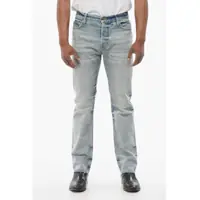 Blugi slim fit Slim Fit Delavè Denims With Raw-Cut Hem 20Cm Barbati