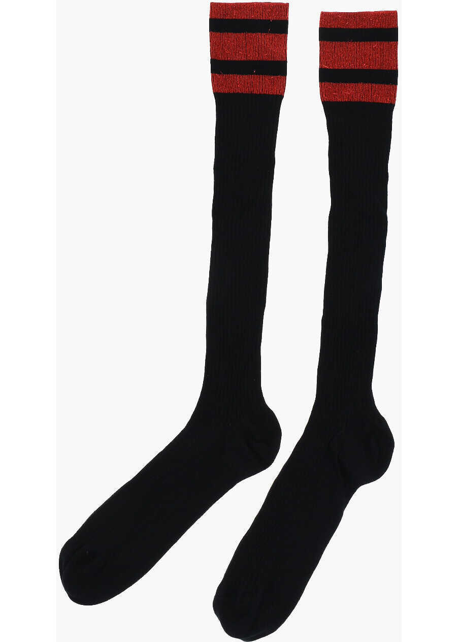 Sosete DSQUARED2 Ribbed Long Socks With Lurex Details Black Barbati (BM 18234601) 1