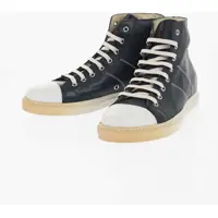 Sneakers Id Textured Leather High-Top Sneakers With Contrasting Detai Barbati