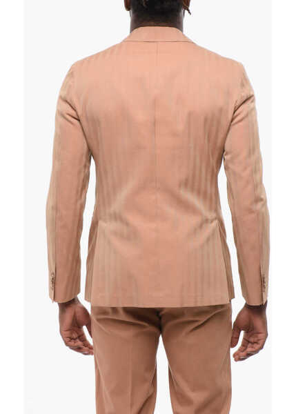 Sacouri CORNELIANI Cc Collection Single Breasted Blazer With Tone-On-Tone Strip Beige Barbati (BM 18234745) 2