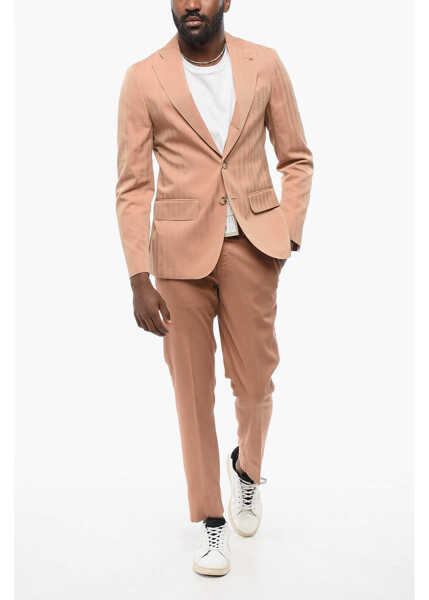 Sacouri CORNELIANI Cc Collection Single Breasted Blazer With Tone-On-Tone Strip Beige Barbati (BM 18234745) 4