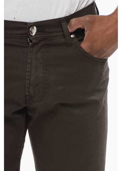 Blugi drepti CORNELIANI Id Luxury Straight Fit Denims With Embroidered Logo Brown Barbati (BM 18234763) 3