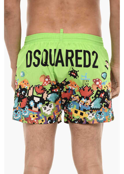 Sorturi de baie DSQUARED2 Printed Pixel Swim Shorts Green Barbati (BM 18262996) 2
