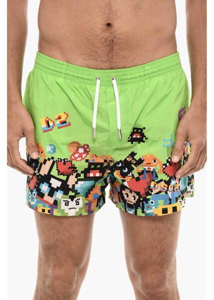 Sorturi de baie DSQUARED2 Printed Pixel Swim Shorts Green Barbati (BM 18262996) 1