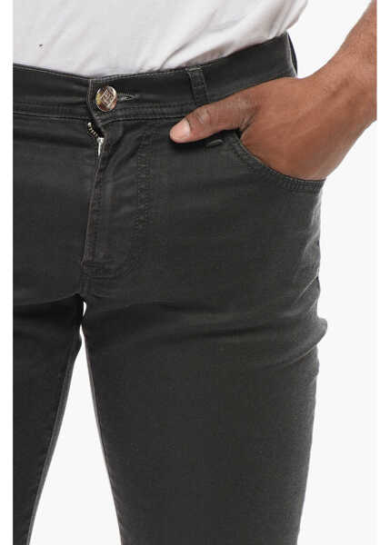 Blugi slim fit CORNELIANI Id Stretch Cotton Slim Fit Denims 16Cm Black Barbati (BM 18263002) 3