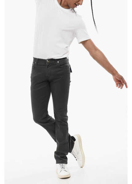 Blugi slim fit CORNELIANI Id Stretch Cotton Slim Fit Denims 16Cm Black Barbati (BM 18263002) 4