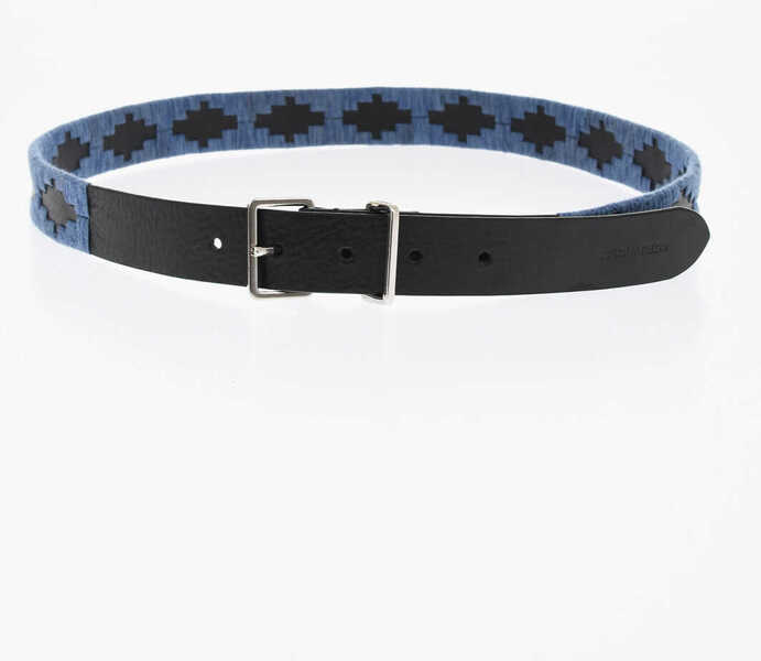 Curele DSQUARED2 Leather Belt With Fabric Details 30Mm Blue Femei (BM 18263044) 2