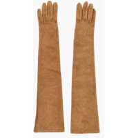 Manusi Suede Warm Gloves With Buttons Femei