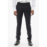Pantaloni eleganti Pin Check Wool Blend Pants With Belt Loops Barbati