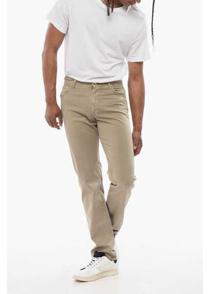 Blugi drepti CORNELIANI Id Luxury Straight Fit Denims With Embroidered Logo Beige Barbati (BM 18263062) 4