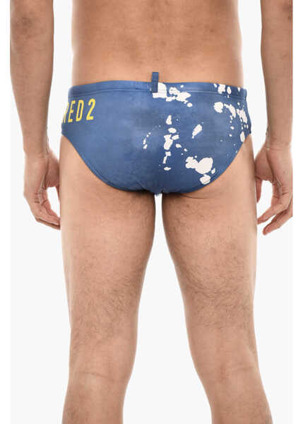 Slipi DSQUARED2 Slip Swimsuit With Splatter Motif Blue Barbati (BM 18263074) 2