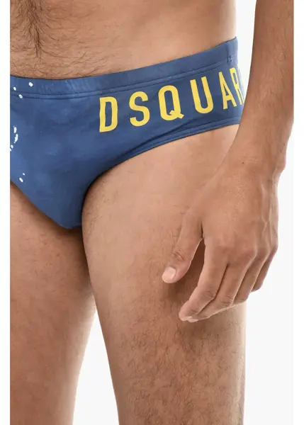 Slipi DSQUARED2 Slip Swimsuit With Splatter Motif Blue Barbati (BM 18263074) 3