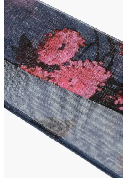 Esarfe DSQUARED2 Floral Patterned Chiffon Slim Foulard Blue Femei (BM 18263077) 3