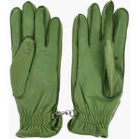 Manusi pentru Barbati - Manusi DSQUARED2 Leather Gloves With Half Zip And Embossed Logo Green Barbati (BM 18263086) - B-mall.ro