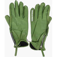 Manusi Leather Gloves With Half Zip And Embossed Logo Barbati