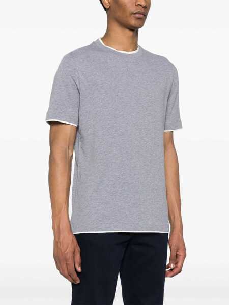 Tricouri Brunello Cucinelli Cotton T-Shirt GRIGIO MEDIOOFF WHITE Barbati (BM 18263254) 3