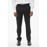 Pantaloni eleganti Solid Color Virgin Wool Pants Barbati