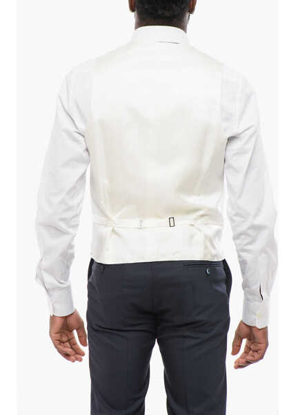 Veste costum CORNELIANI Embroidered Silk Double Breasted Vest With Jetted Pockets Light Blue Barbati (BM 18263410) 2