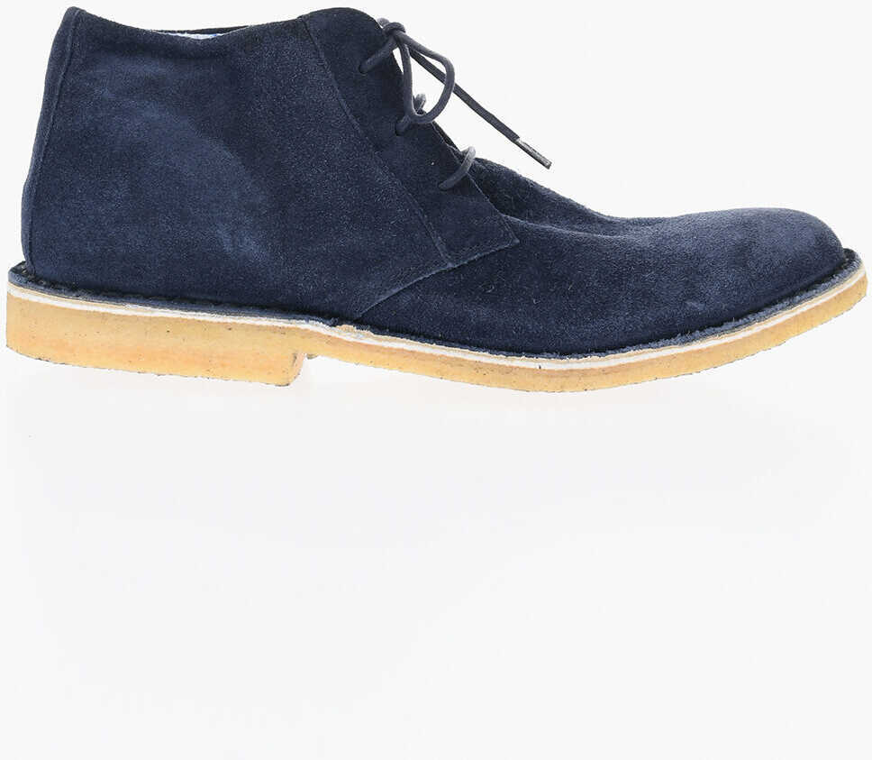 Ghete CORNELIANI Id Solid Color Suede Desert Boots With Crepe Sole Blue Barbati (BM 18263434) 3