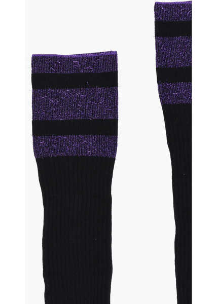 Sosete DSQUARED2 Ribbed Long Socks With Lurex Details Black Barbati (BM 18263467) 2